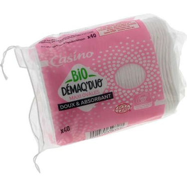 40 Maxi Oval cotton pads to remove make-up Bio Casino
