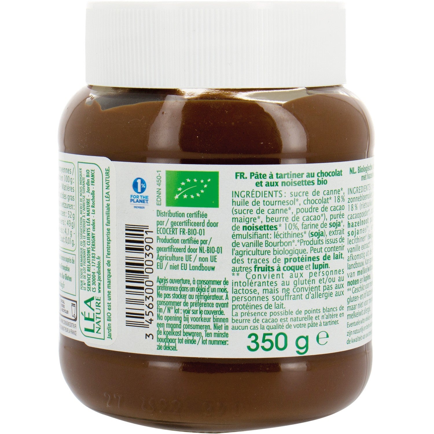 كريمة البندق والشوكولاتة العضوية الخالية من الغلوتين JARDIN BIO Léa Nature 350 جرام