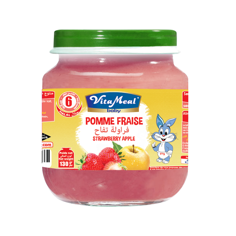 Petit Pot Dessert Pomme Fraise Sans Gluten ni Lactose Vitameal Baby 130g