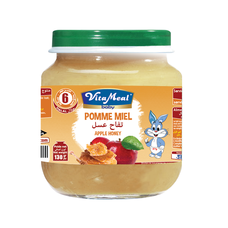 Petit Pot Dessert Pomme Miel Sans Gluten ni Lactose Vitameal Baby 130g