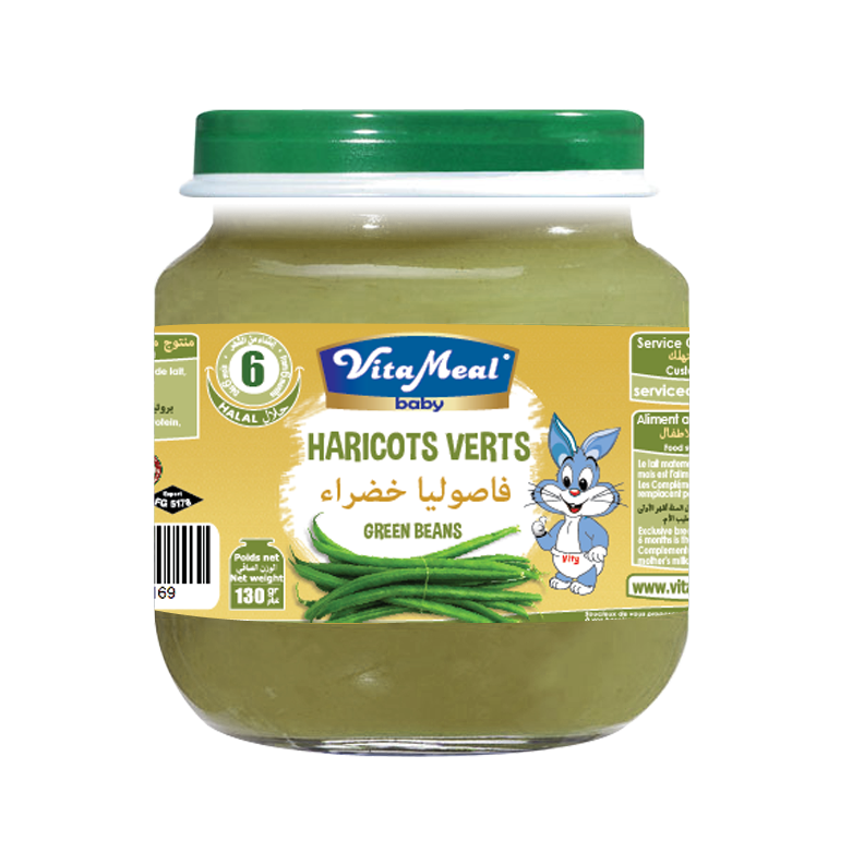 Petit Pot Dessert Haricots verts Sans Gluten ni Lactose Vitameal Baby 130g