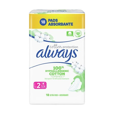 18 Serviettes Hygiénique 100 % Cotton Protection Taille Normal Always