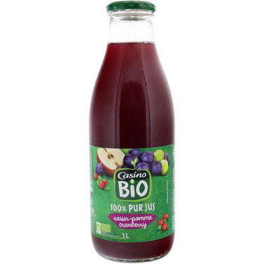 100% Pure Organic Juice Grape Apple Cranberry Casino 1L