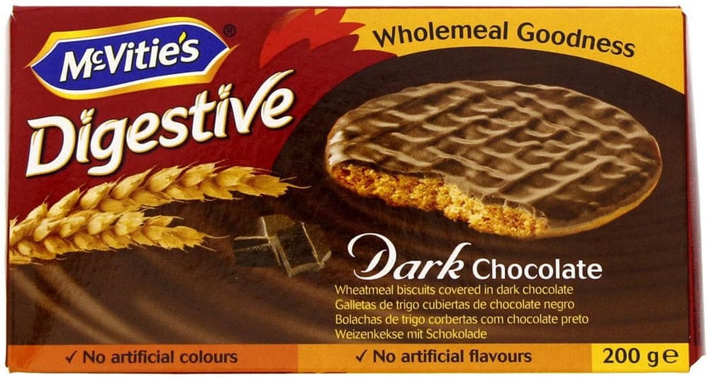 Crunchy Digestive Biscuits with Wheat Flour and Dark Chocolate McVities 200 g
