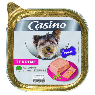 Terrine au Lapin et aux Légumes pour Chien Adulte  Casino  300 g