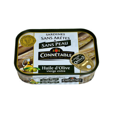 Sardines à l'Huile d'Olive Vierge Extra Sans Peau et Sans Arête Connétable  140 g