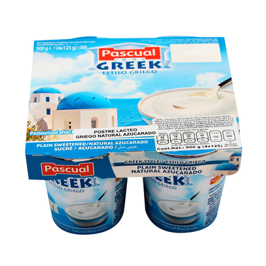 Pascual Gluten Free Plain Sweet Greek Yogurt 4x125g