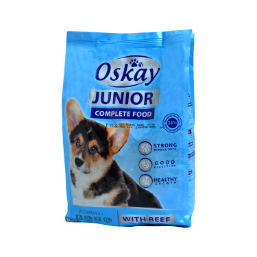 Croquettes au Bœuf pour Chiens Junior Oskay 1Kg