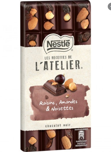 Chocolat Noir Raisins Amandes et Noisettes les Recettes de L'Atelier Néstlé 195 G