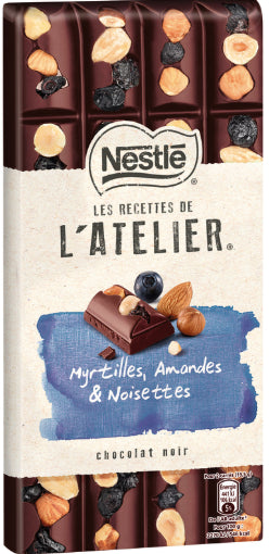 Chocolat Noir Myrtilles Amandes et Noisettes   les Recettes de L'Atelier Néstlé 195 G