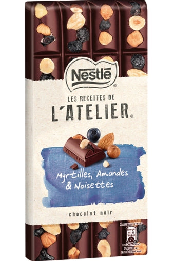 Dark Chocolate Blueberries Almonds and Hazelnuts L'Atelier Nestlé Recipes 195 G