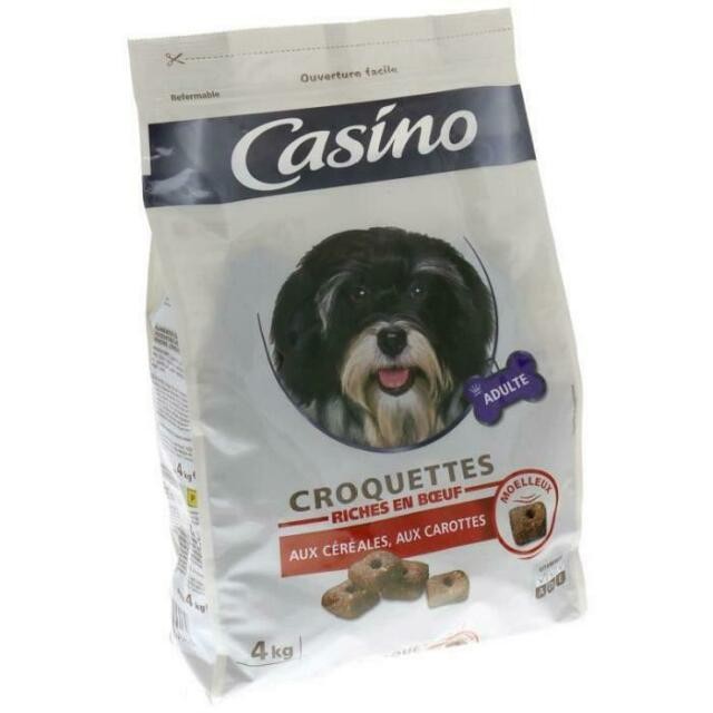 Croquettes pour Chien au Boeuf Céréales et aux Carottes Casino 4 kg