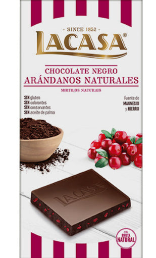 Chocolat Noir Aux myrtilles Sans Gluten et Sans Huile de Palme  LaCasa100 g