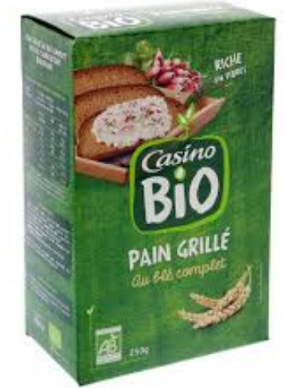 Whole Wheat Toast Rich in Fiber Casino Organic 250g