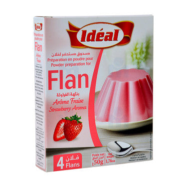 4 Flans Arôme Fraise Idéal 55 g