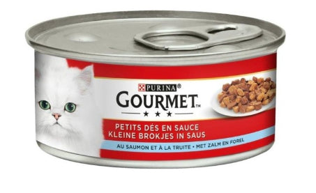 Petits Dés En Gelée Au Saumon Et à La Truite Purina Gourmet 195G