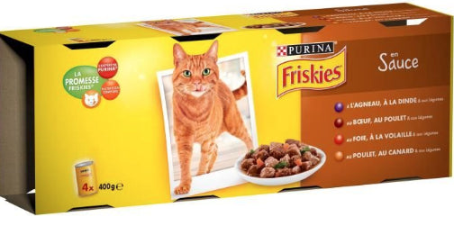 Fillet Slices In Sauce - With Meat And Vegetables - For Friskies Adult Cats - 4 x 400 g