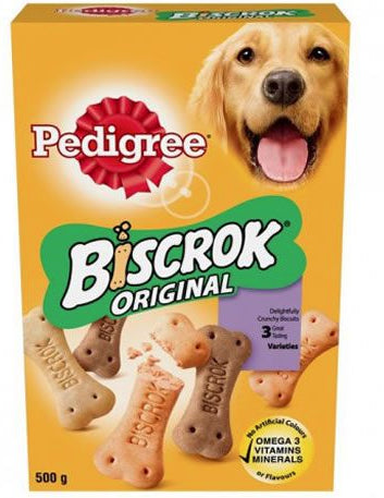 Biscrok Original Pedigree Beef, Chicken &amp; Lamb Flavor Adult Dog Treats 500G