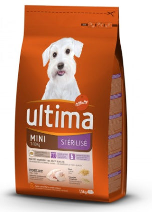 Croquettes  Mini 1-10 Kg Au Poulet Pour Chien Stérilisé  Ultima 1,5Kg