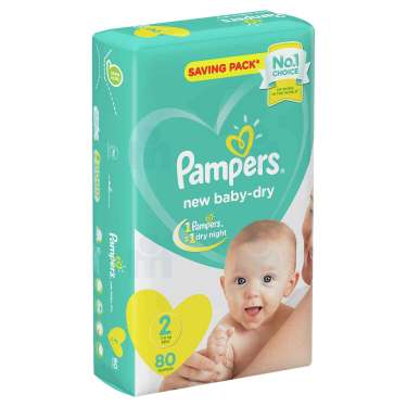 80 Pampers Baby-Dry Nappies Size 2 (4-8kg)