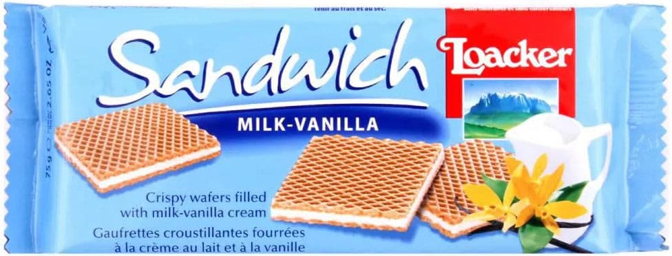 Loacker Sandwich Vanilla Cream Filled Crispy Wafers 75g