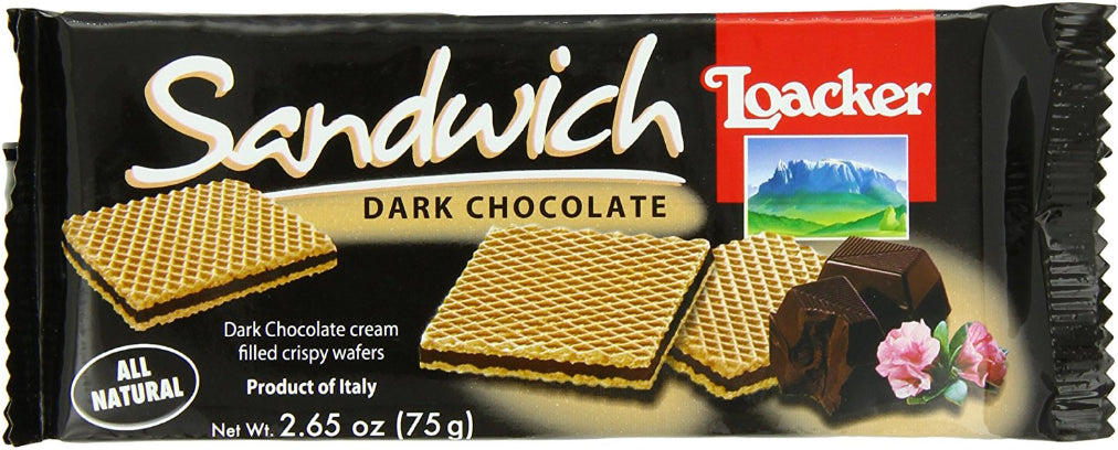 Loacker Sandwich Dark Chocolate Filled Crispy Wafers 75g