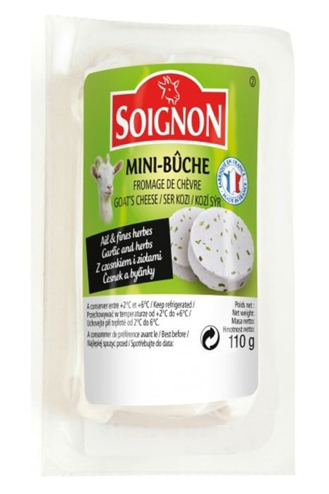 Mini Buche Fromage de Chèvre Ail et Fines Herbes Soignon 110g