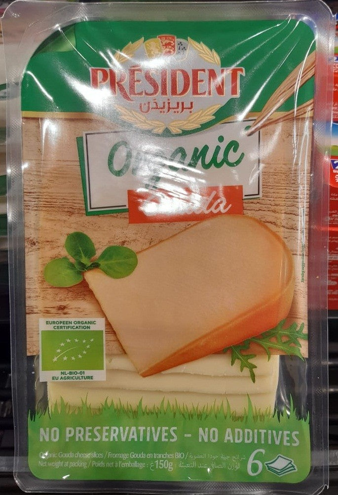 Organic Gouda Cheese Slice President 150 G