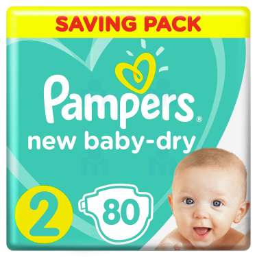 80 Pampers Baby-Dry Nappies Size 2 (4-8kg)