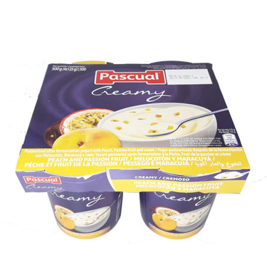 Pascual Gluten Free Creamy Peach &amp; Passion Fruit Yogurt 4x125g