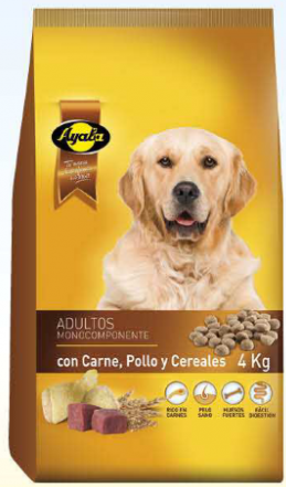 Complete Croquet For Adult Dogs With Meat, Chicken and Cereals Ayala 4Kg