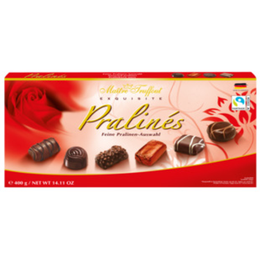 Assortment of chocolate candies pralines Rouge Maitre Truffout 400g