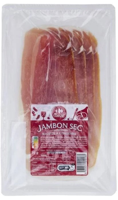 Jambon Sec de Porc Recette Italienne Carrefour 70 g