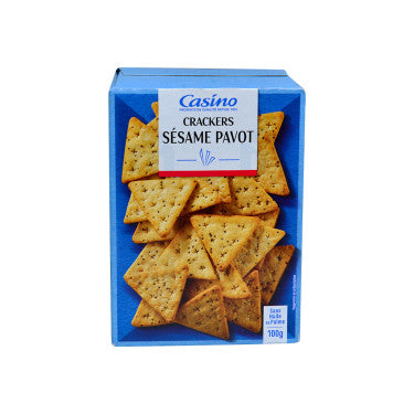 Sesame poppy seed crackers without palm oil CASINO 100G