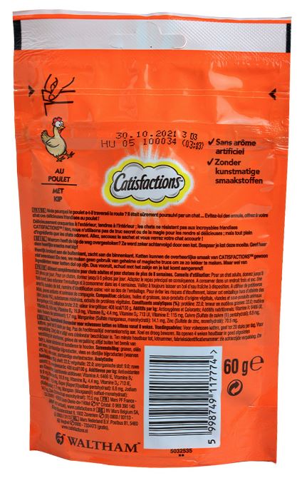 Friandises pour chat au poulet Catisfaction 6x60g