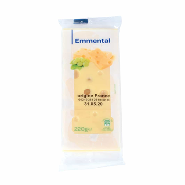 White Emmental Cheese In Carrefour Bar 220 g