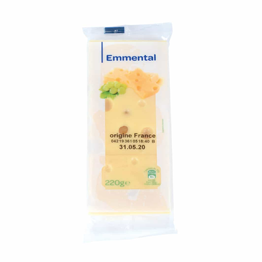 Fromage Emmental Blanc En Plaquette Carrefour  220 g