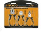 Set Of 3 Universal Pliers 200mm + Diagonal 160mm + Long Nose 160mm INGCO