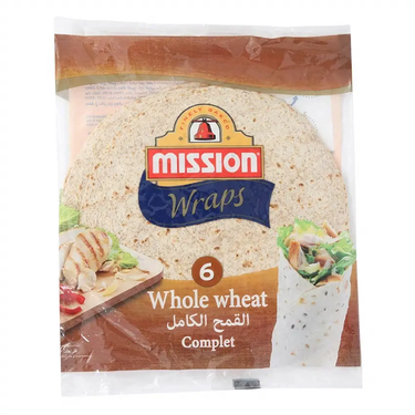 6 Whole Wheat Tortilla Breads 25cm Mission Wraps 420 g