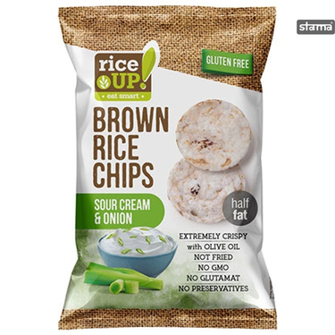 Ultra-Thin Puffed Brown Rice Crisps Onion Flavor &amp; Sour Cream Rice Up 60g