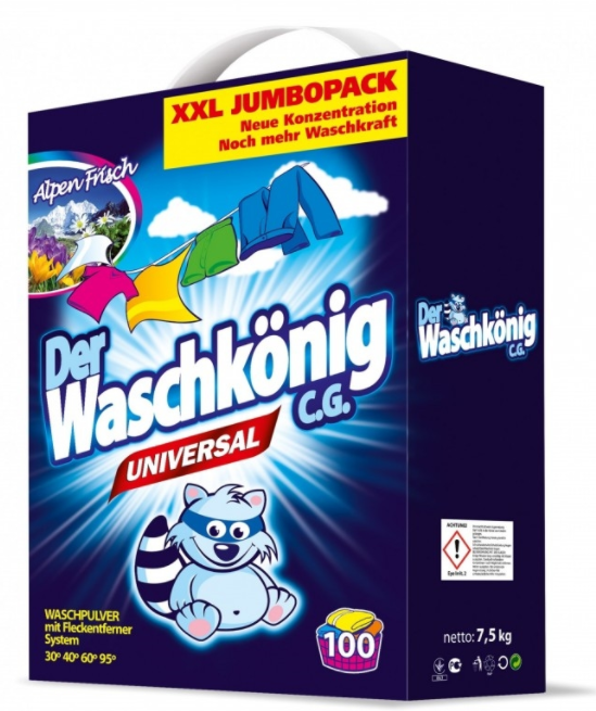 Détergent Lessive En Poudre Universal Der Waschkönig CG 7,5 kg (100 Lavages)