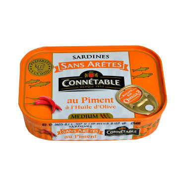 Sardines Sardines Sans Arêtes au Piment à l'Huile d'Olive Connétable  140 g
