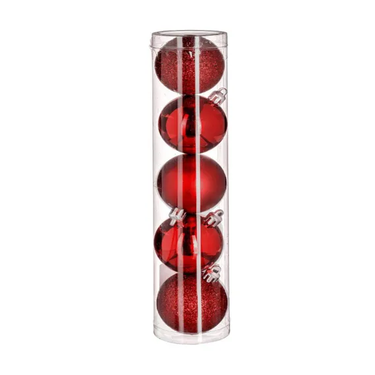 5 Red Christmas Tree Balls