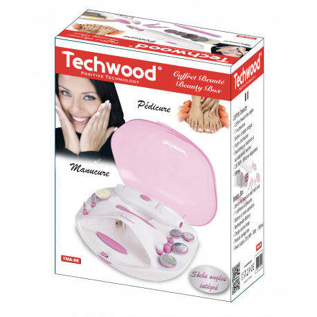 Techwood Rechargeable Manicure - Pedicure Set. Integrated nail dryer +11 accessories