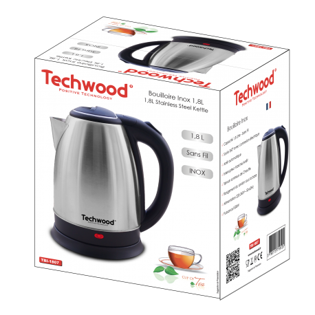 Bouilloire blanche Techwood 1,7L . Filtre amovible