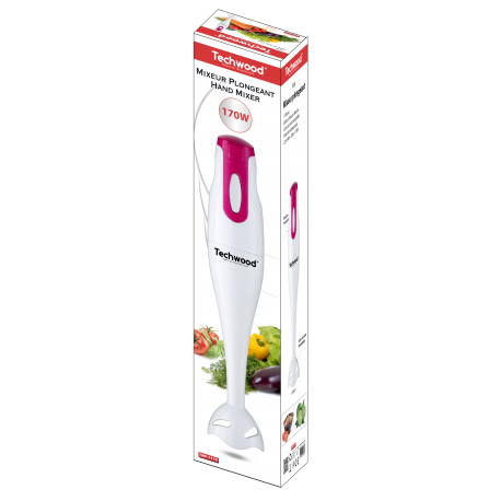 Techwood Hand Blender. White/fuschia 170W