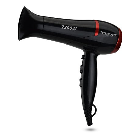 Techwood Red Hair Dryer Hairdressing Box. Comes with 3 Brushes. 3 temperatures - 2 speeds 2200W