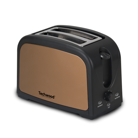Techwood bronze stainless steel toaster. 2 wide slots. Defrost function. Crumb collector. 850W