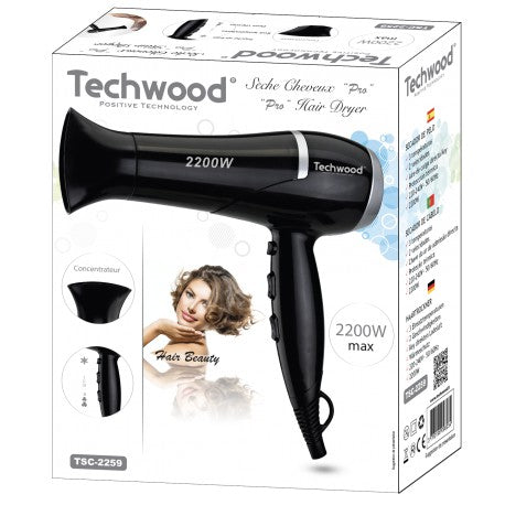 Sèche Cheveux "Pro" Techwood. 3 températures - 2 vitesses.  2200W