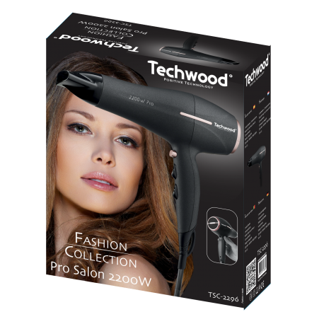 Techwood "Pro" Hair Dryer. 3 temperatures - 2 speeds Design and Elegant. 2200W